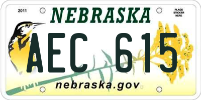 NE license plate AEC615