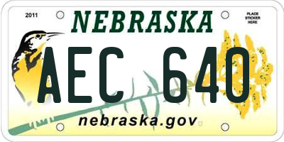 NE license plate AEC640
