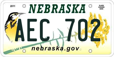 NE license plate AEC702
