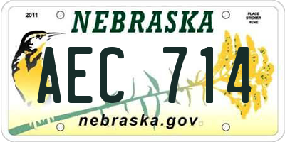 NE license plate AEC714