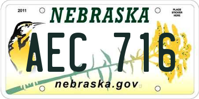 NE license plate AEC716