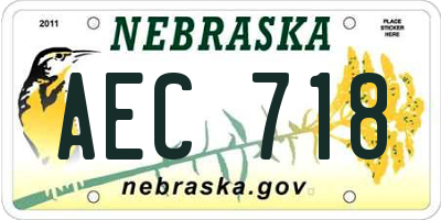 NE license plate AEC718