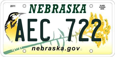 NE license plate AEC722