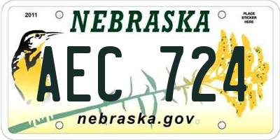 NE license plate AEC724