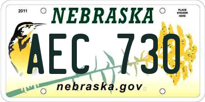 NE license plate AEC730