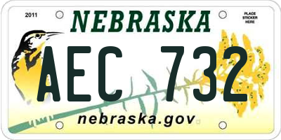 NE license plate AEC732