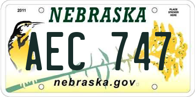 NE license plate AEC747