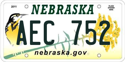 NE license plate AEC752
