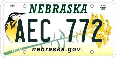 NE license plate AEC772