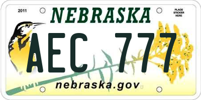 NE license plate AEC777