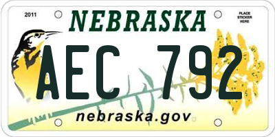 NE license plate AEC792