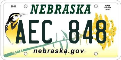 NE license plate AEC848