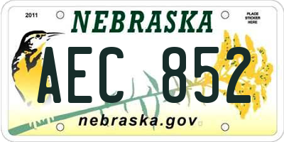 NE license plate AEC852
