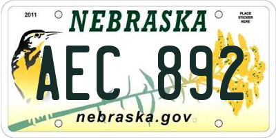 NE license plate AEC892