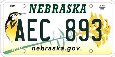 NE license plate AEC893