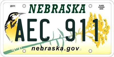 NE license plate AEC911