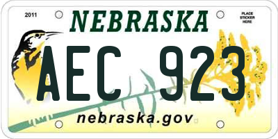NE license plate AEC923
