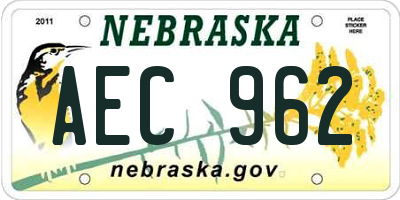 NE license plate AEC962