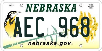 NE license plate AEC968