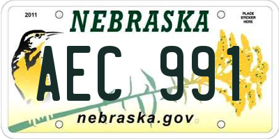NE license plate AEC991