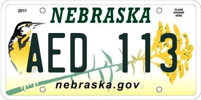 NE license plate AED113