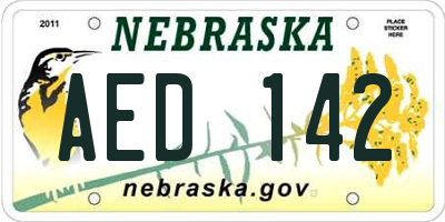NE license plate AED142