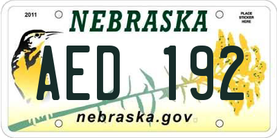 NE license plate AED192