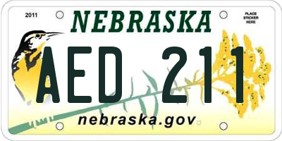 NE license plate AED211