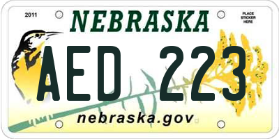 NE license plate AED223