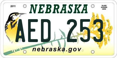 NE license plate AED253