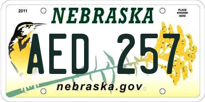 NE license plate AED257