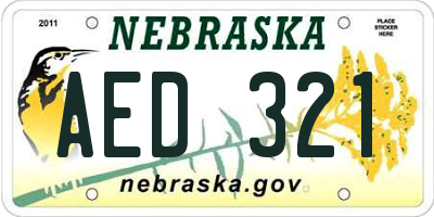 NE license plate AED321