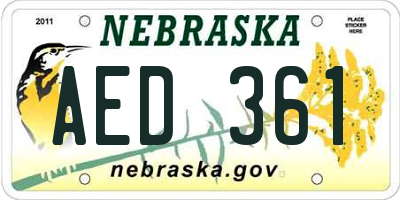 NE license plate AED361