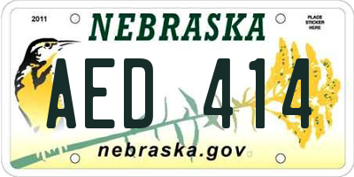 NE license plate AED414