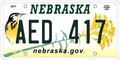 NE license plate AED417