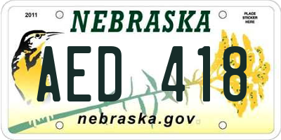 NE license plate AED418