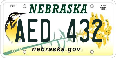 NE license plate AED432