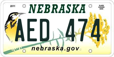 NE license plate AED474