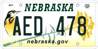 NE license plate AED478