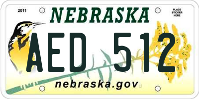 NE license plate AED512