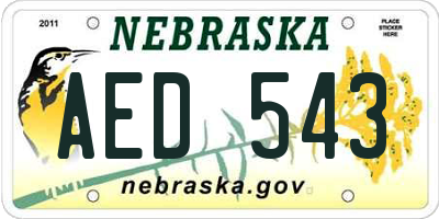 NE license plate AED543
