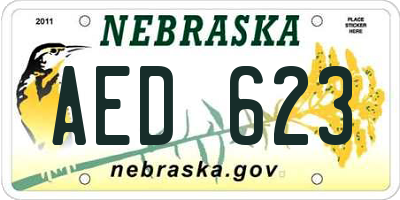NE license plate AED623