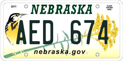NE license plate AED674