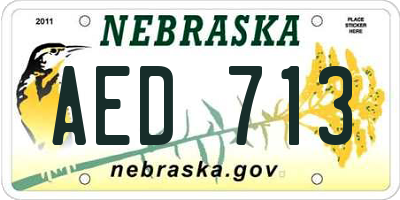 NE license plate AED713