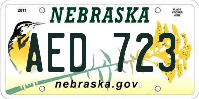 NE license plate AED723
