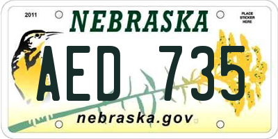 NE license plate AED735