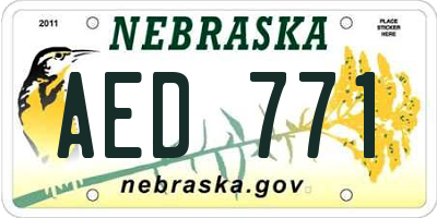 NE license plate AED771