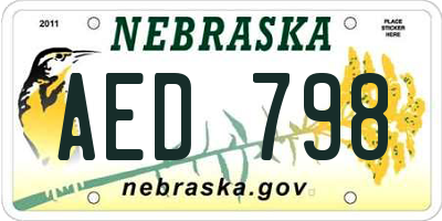 NE license plate AED798