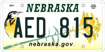 NE license plate AED815