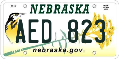 NE license plate AED823
